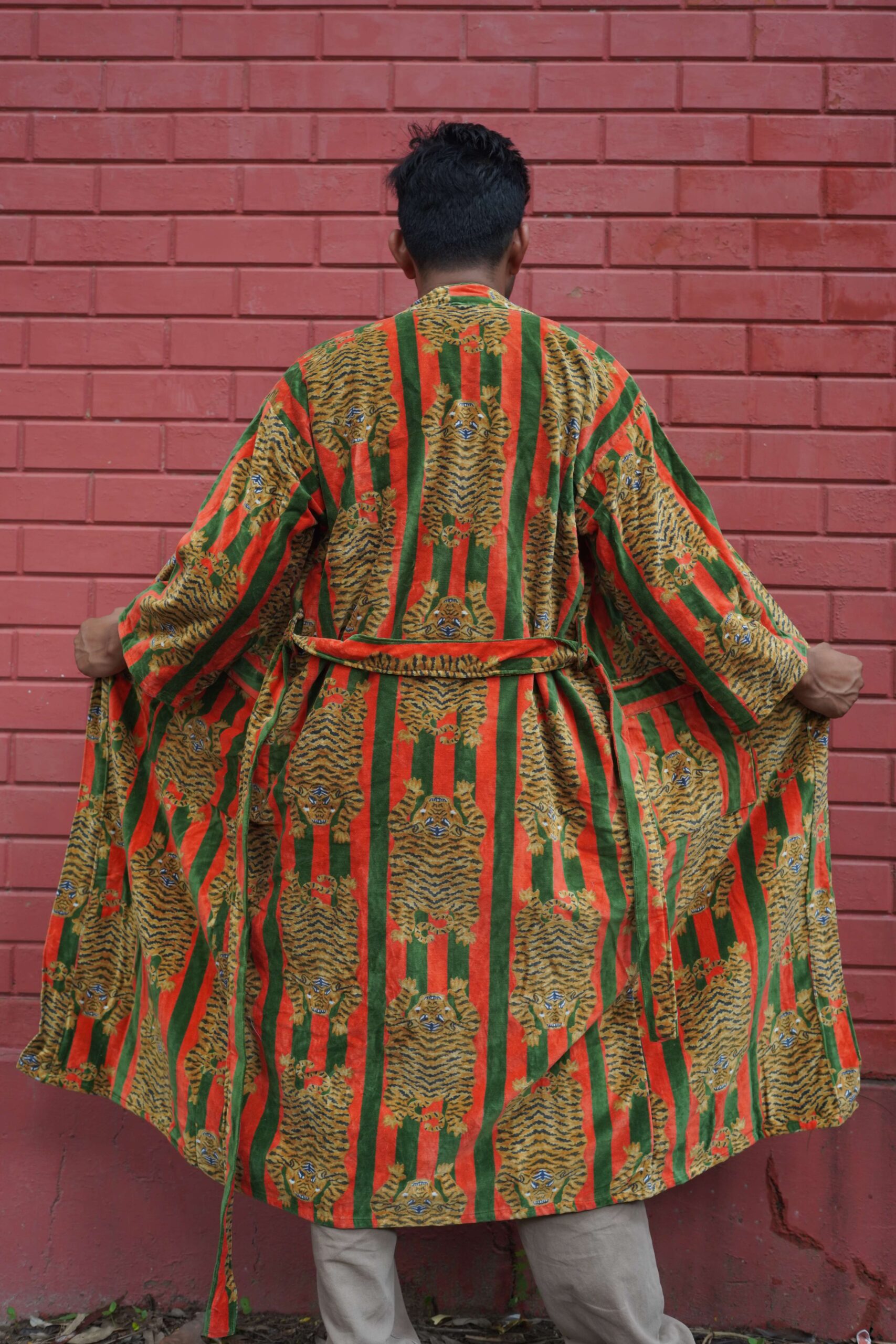 Womens Red Green Velvet Embroidered Jacket with Floral Design - Image 2