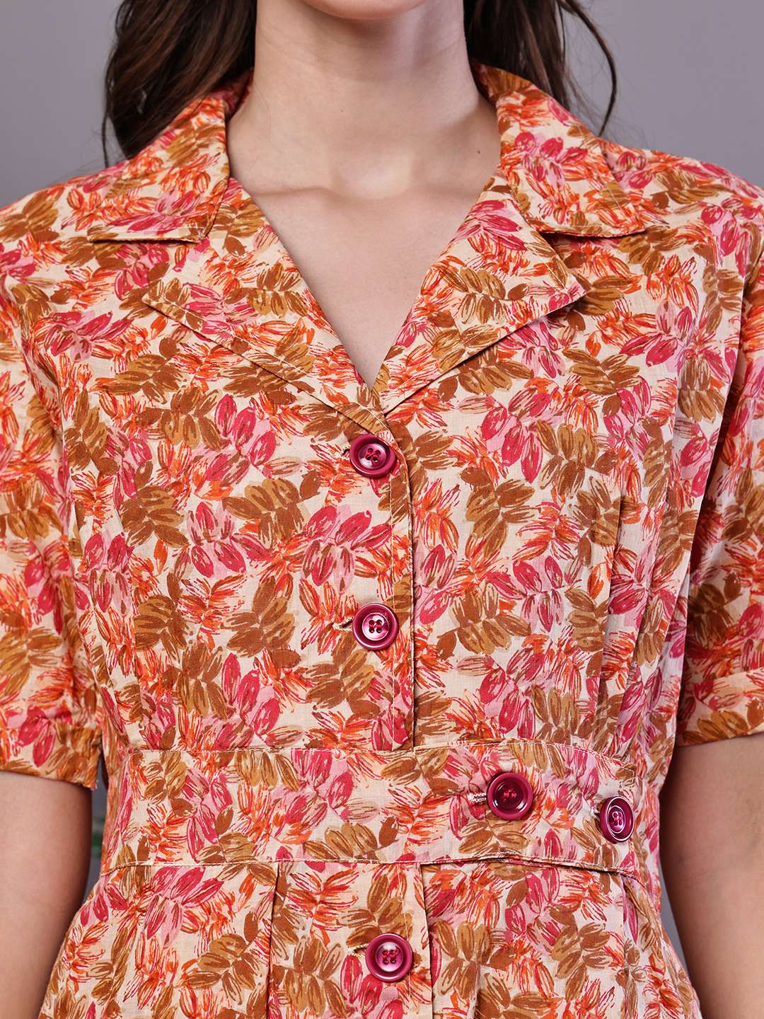 Women's MultiColor Velvet Floral Printed Fit & Flare Dress - Image 5